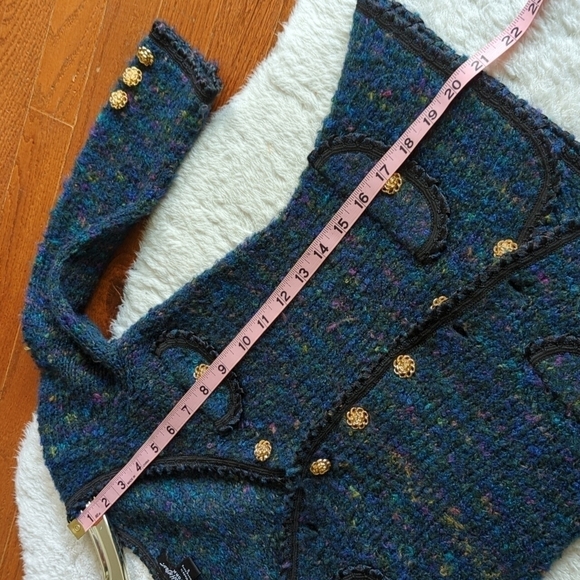 Betsey JOHNSON knit boucle cardigan jacket blue black small xs - Picture 11 of 11